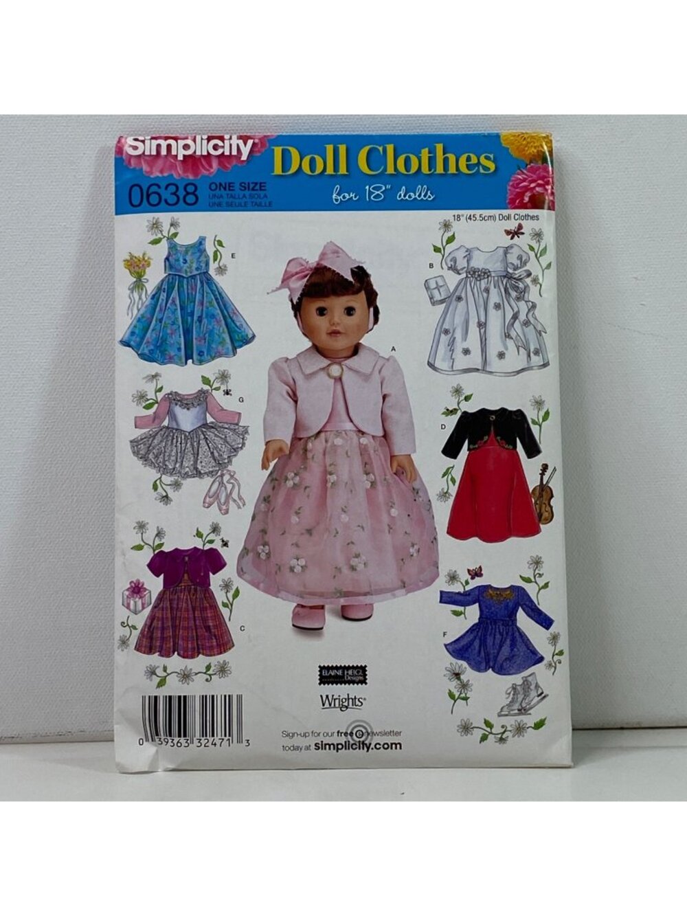 Simplicity 0638 Doll Clothes For 18 Inch Dolls Pattern Uncut American Girl Dress